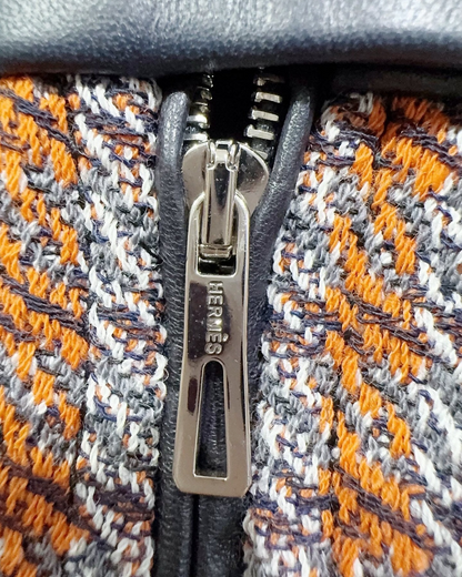 Hermès Plaid Tweed Mini Skirt - Navy, Orange, Multicolor, view 4
