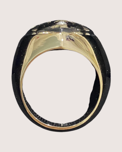 Chanel 22B Crystal Heart Ring Black, Gold FR 52