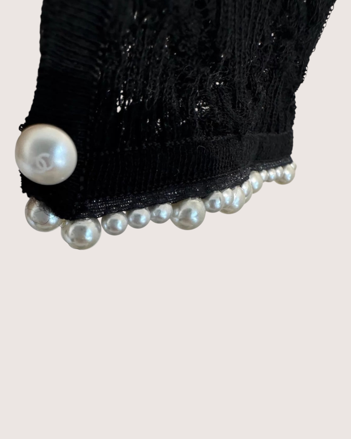Chanel 22B 22C Pearl-Trim V-Neck Wool Sweater