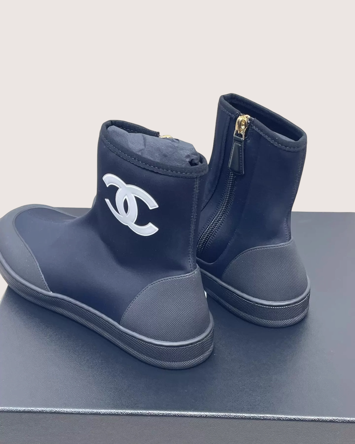 Chanel Coco Beach CC Logo Short Boots Black ["EU 35"]