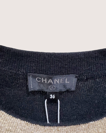 Chanel 20K Cashmere Embellished Cross Sweater Black, Pink, Multicolor FR 36