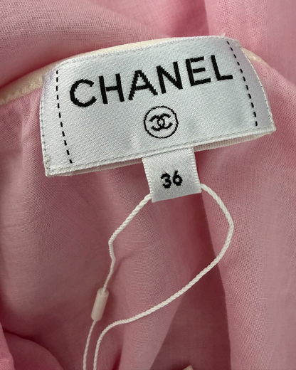 Chanel 25M Coco Beach Tie Top Pink, White FR 36