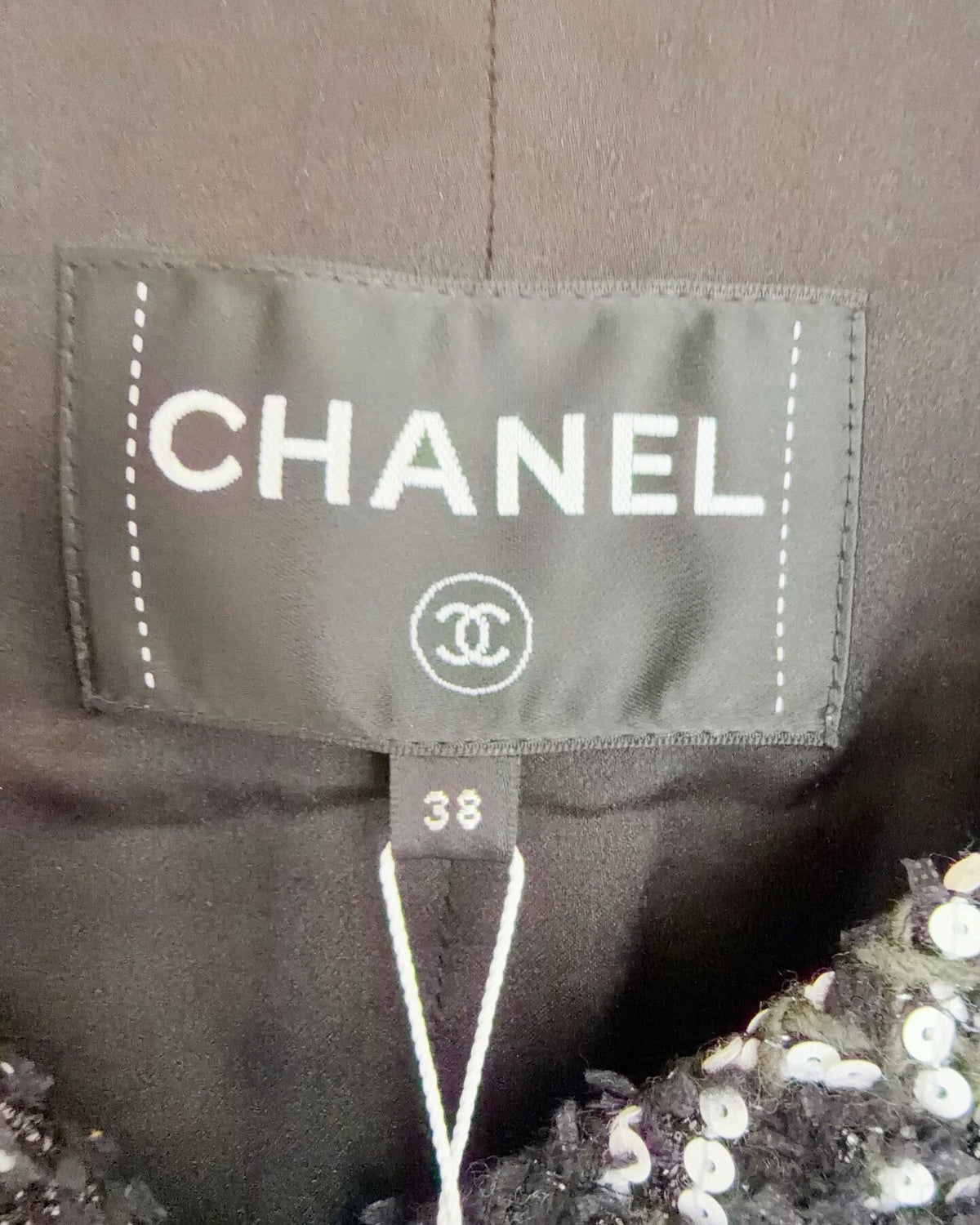 Chanel 22K Sequin Check Tweed Vest Black, White FR 38