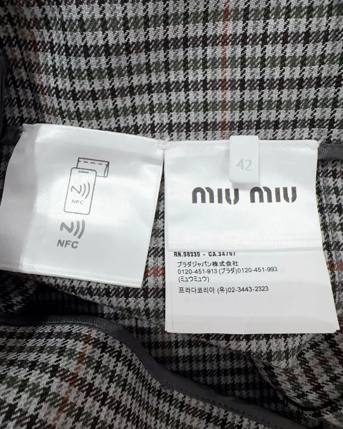 Miu Miu Wool Plaid Mini Skirt Grey, Black, Multicolor FR 42