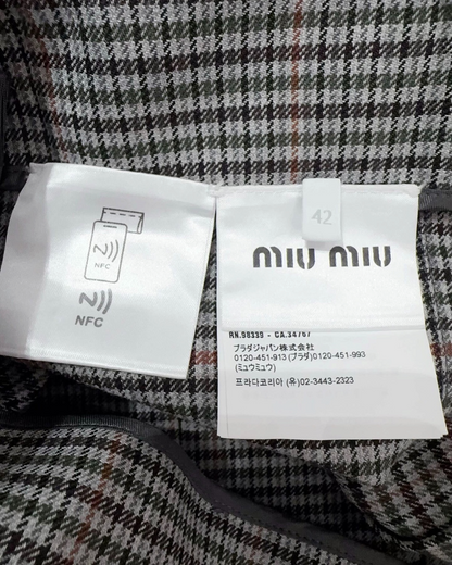 Miu Miu Wool Plaid Mini Skirt Grey, Black, Multicolor FR 42