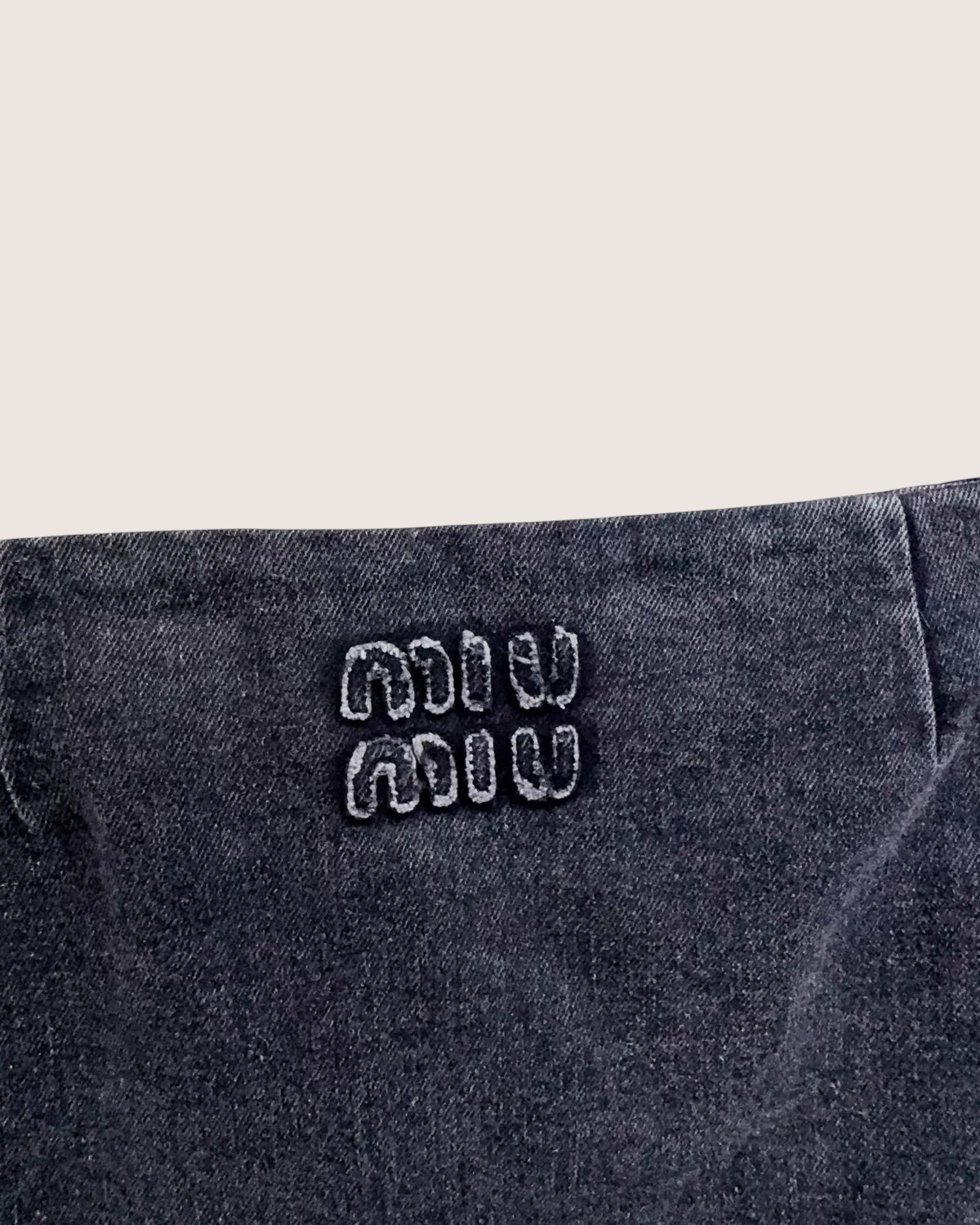 Miu Miu Belted Denim Mini Skirt Grey, Black FR 40