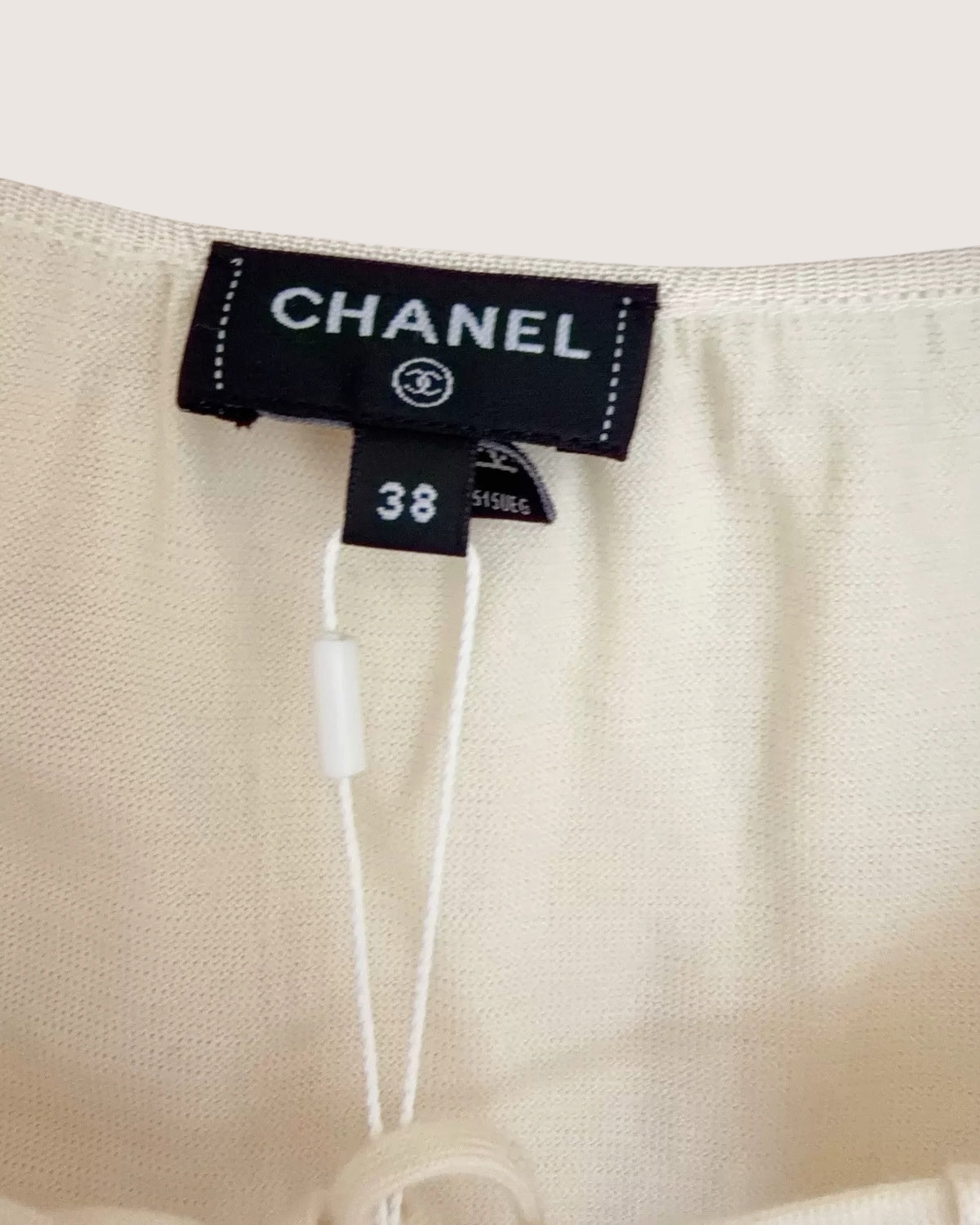 Chanel 23B Ruffle-Trim Tie-Front Top Beige/Ecru FR 38