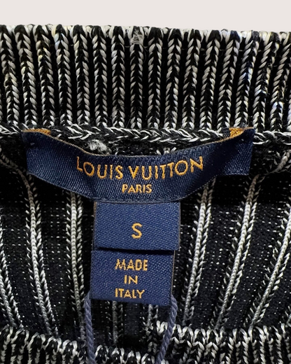 Louis Vuitton Wool Cropped Ribbed Cardigan Grey, Navy FR 36