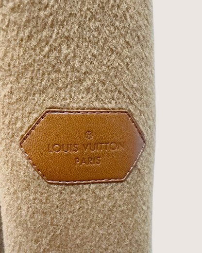 Louis Vuitton Hooded Wool Logo Coat Brown, Beige/Ecru FR 44