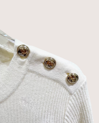 Chanel 20K Two-Tone Wool Mini Dress White, Navy FR 34