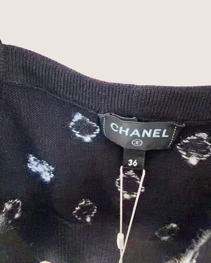 Chanel 23S Embellished Cashmere Bustier Crop Top Black FR 36