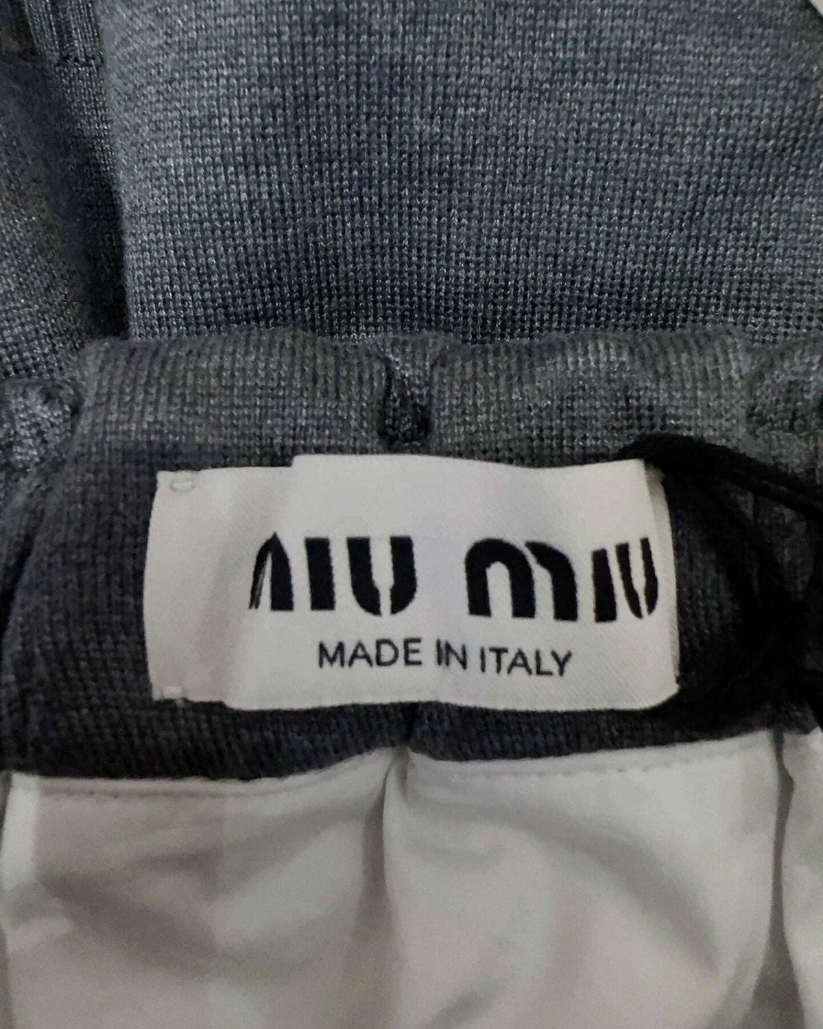 Miu Miu Pleated Mid-Length Skirt Grey, White FR 38