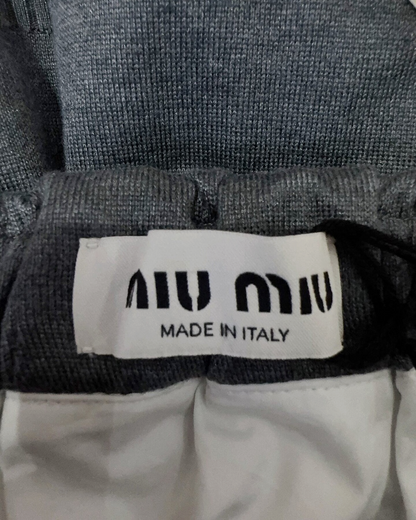 Miu Miu Pleated Mid-Length Skirt Grey, White FR 38