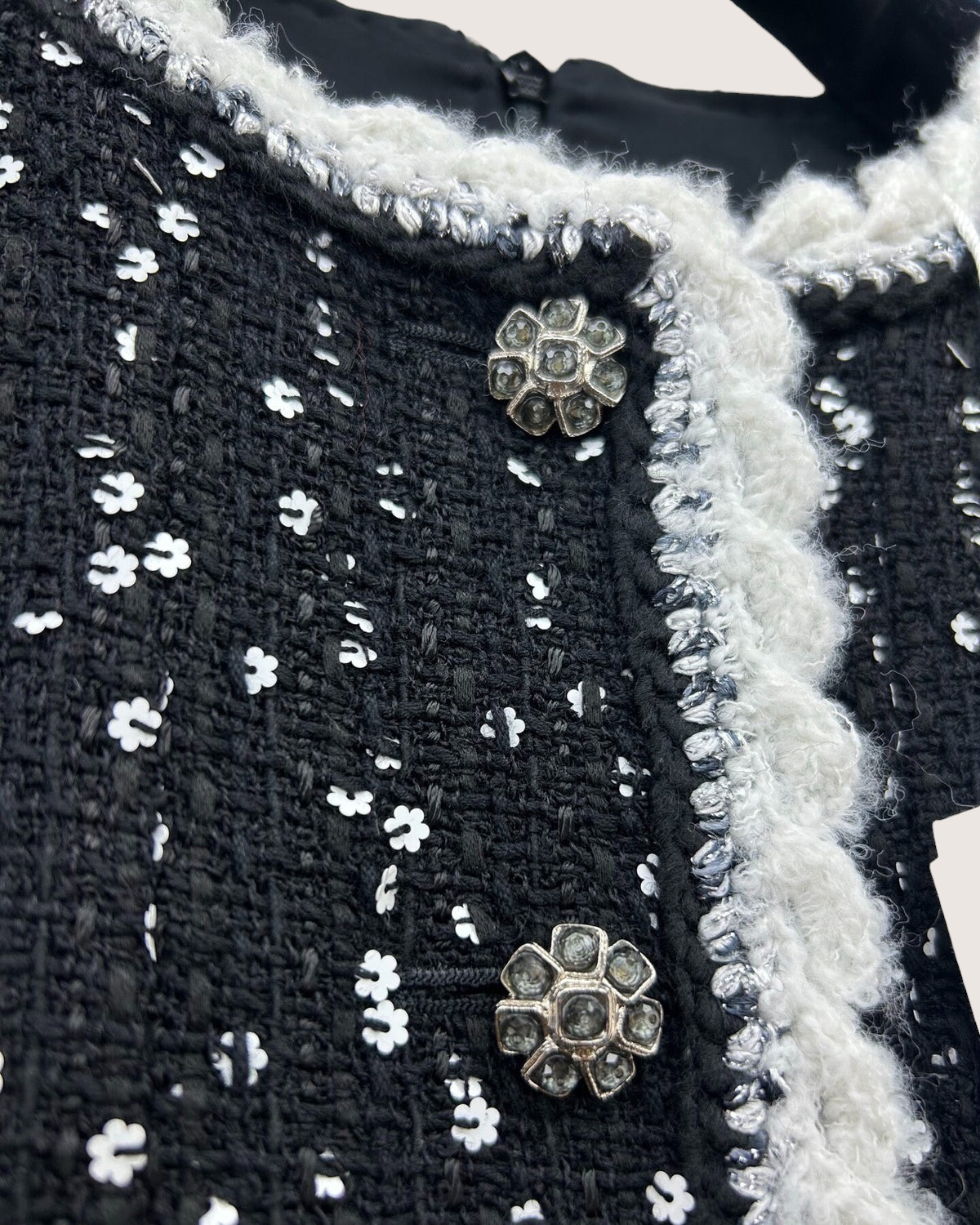 Chanel 23K Tweed Sequin Mini Dress Black, White FR 34