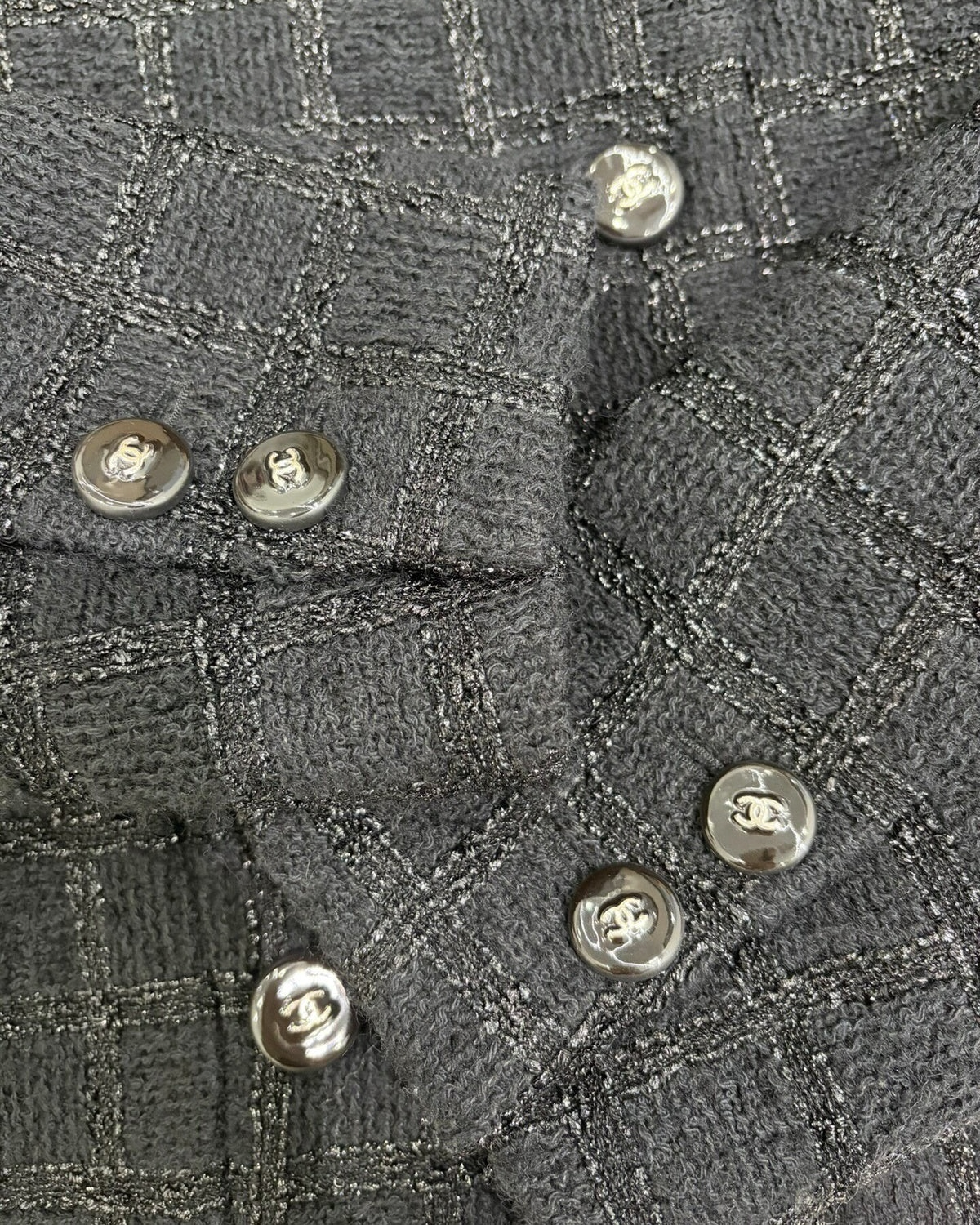 Chanel 24K Tweed Cropped Jacket Black, Grey FR 36