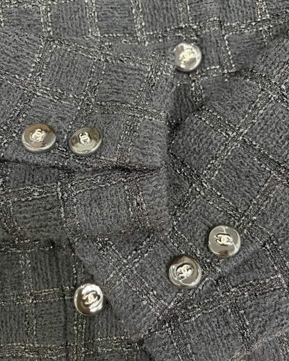 Chanel 24K Tweed Cropped Jacket Black, Grey FR 36
