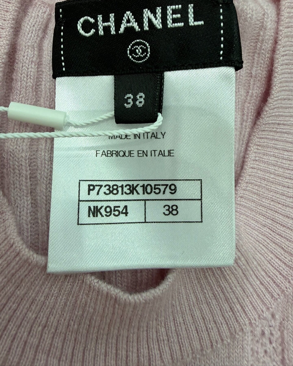 Chanel 22K Cashmere Ribbed CC Sweater Pink FR 38