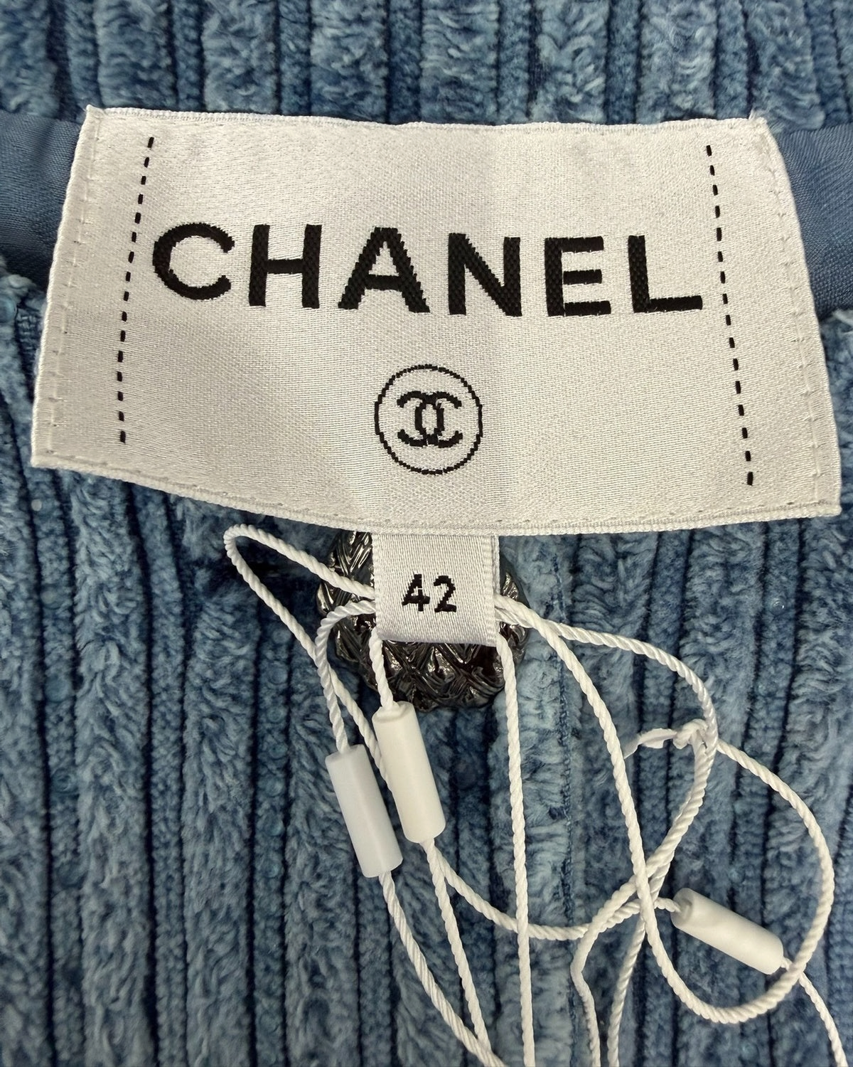 Chanel 25A Corduroy Jacket Blue FR 42