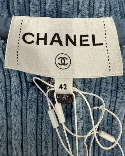 Chanel 25A Corduroy Jacket Blue FR 42