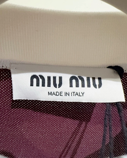 Miu Miu Colorblock Long-Sleeve Top Burgundy, White FR 34