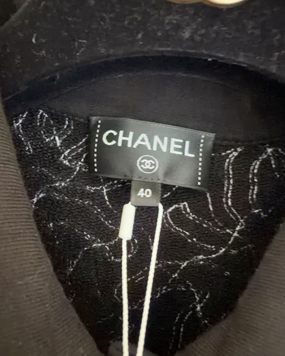 Chanel 25C CC Polo Sweatshirt Black, White FR 40