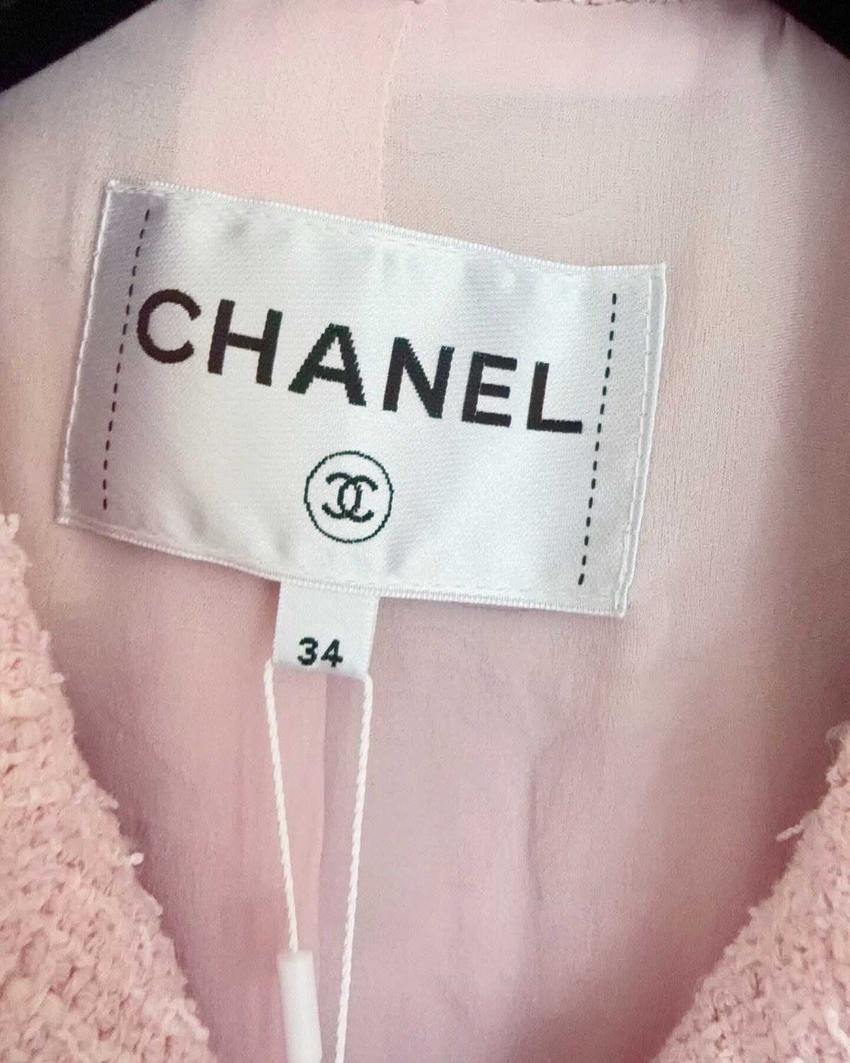 Chanel 21S Double-Breasted Tweed Jacket Pink FR 34