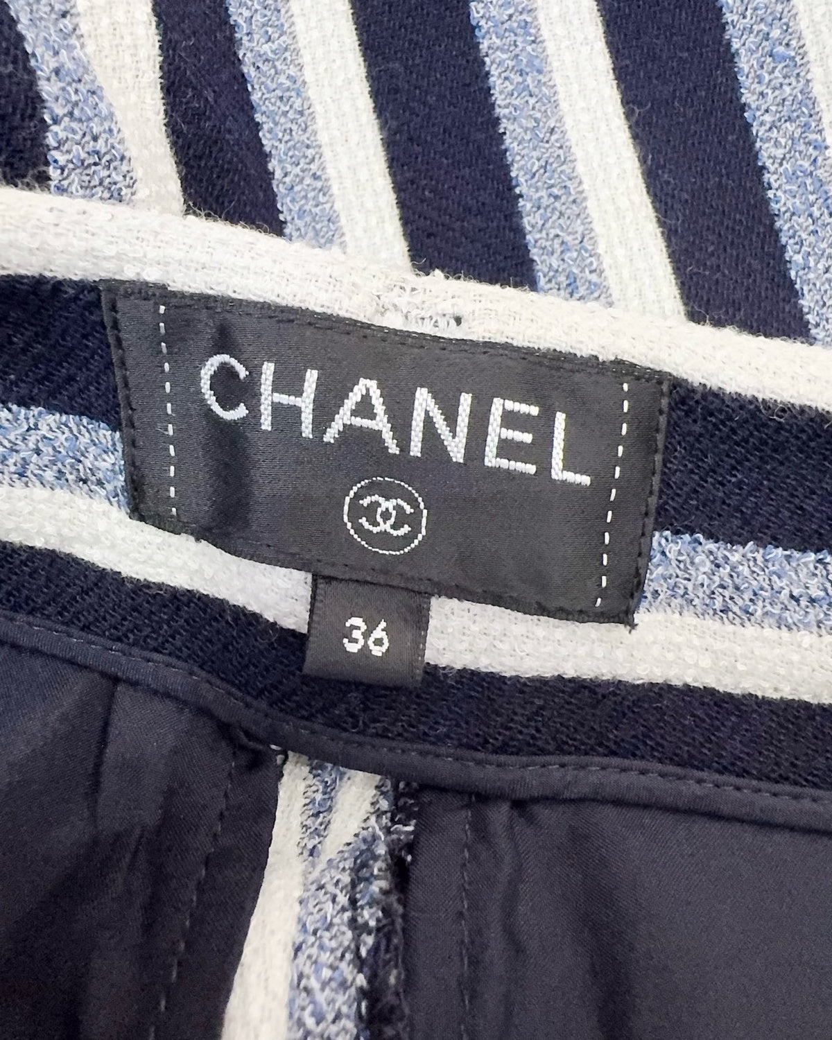 Chanel 19C Wool La Pausa Striped Trousers - Navy, White, Blue, view 4