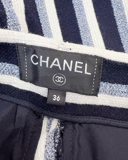 Chanel 19C Wool La Pausa Striped Trousers - Navy, White, Blue, view 4