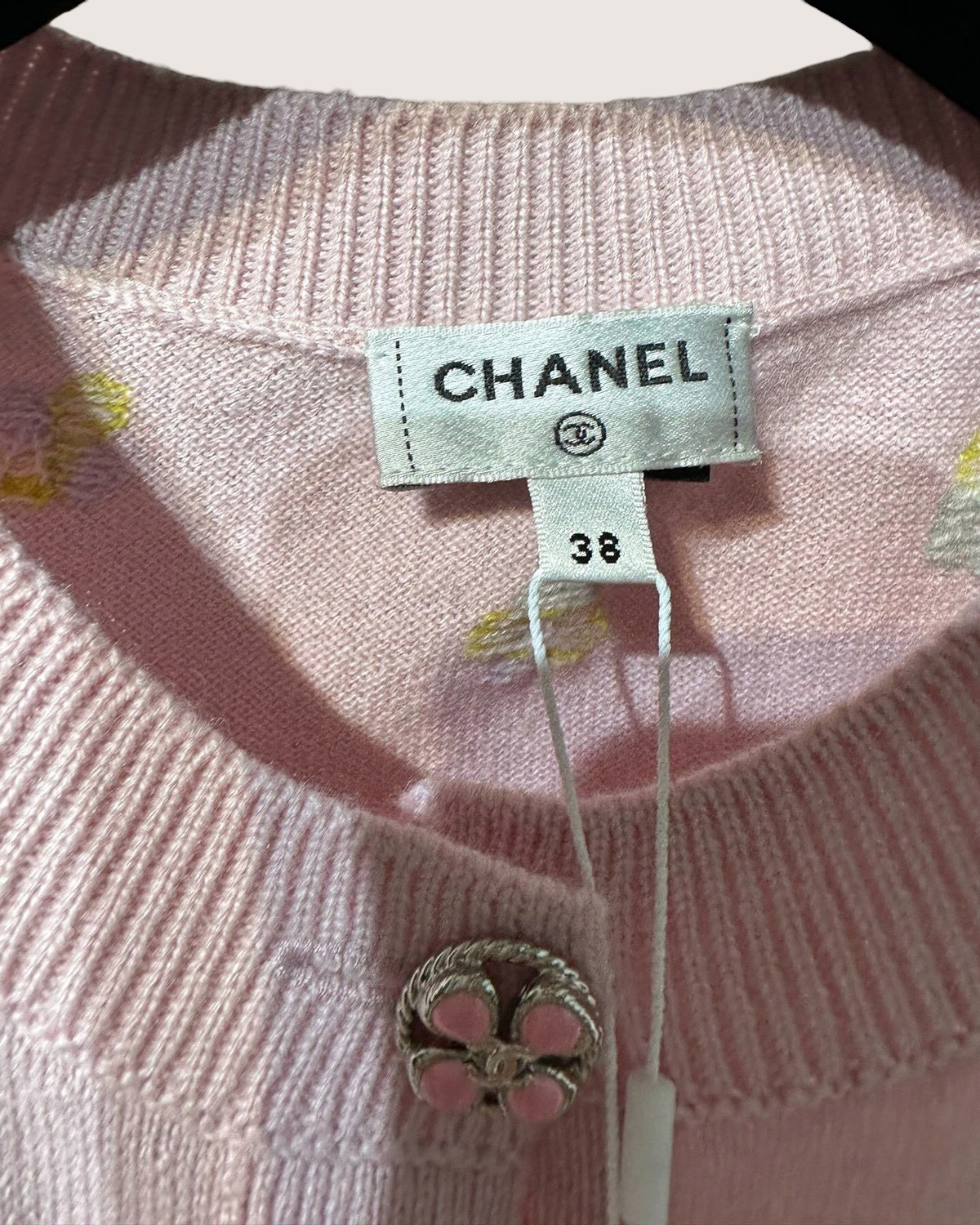 Chanel 24P Cashmere CC Clover Cardigan Pink, Multicolor FR 38