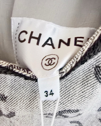 Chanel 22S Denim CC Logo Mini Dress Grey, Black FR 34