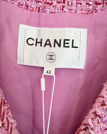 Chanel 22P Tweed Four-Pocket Vest Pink, Purple, Multicolor FR 42