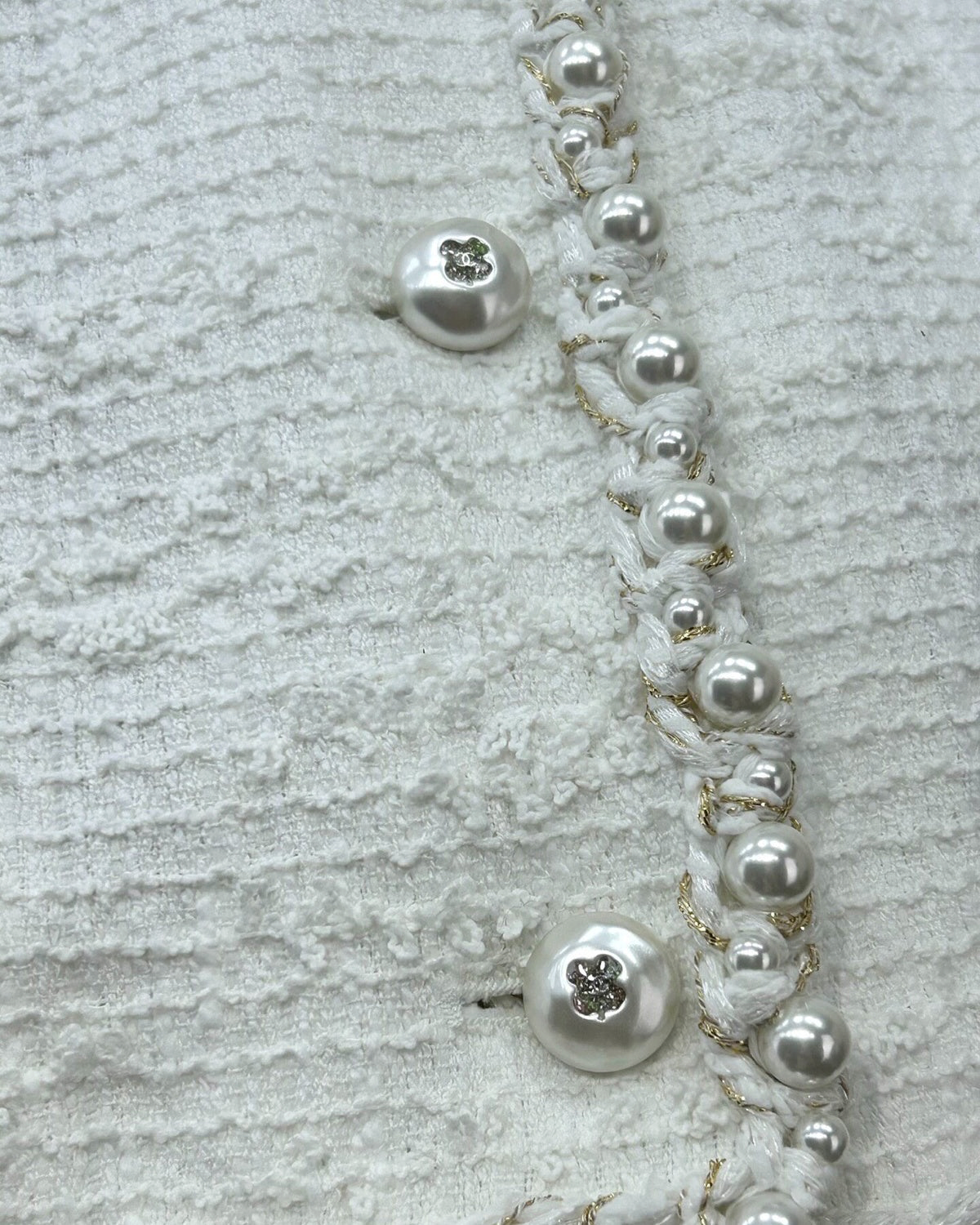 Chanel 25P Pearl Tweed Jacket White FR 36