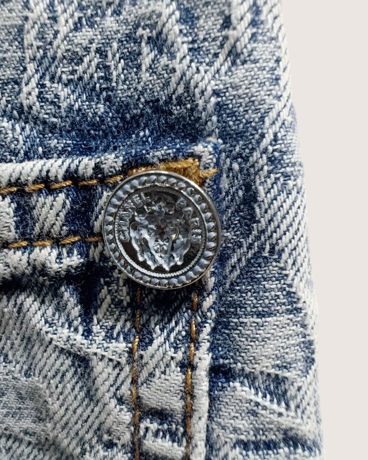 Chanel 23P Camellia Straight Denim Jeans Blue, White FR 34