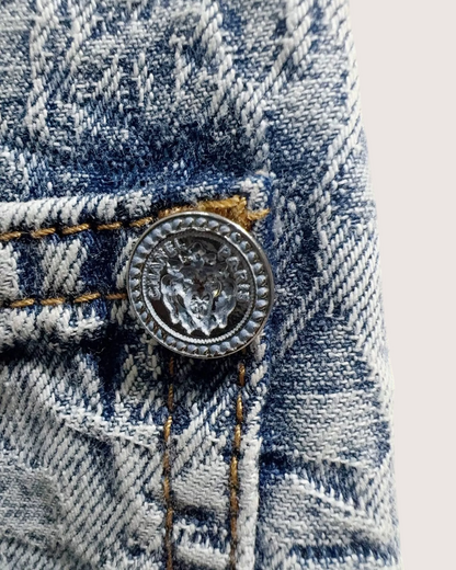 Chanel 23P Camellia Straight Denim Jeans Blue, White FR 34