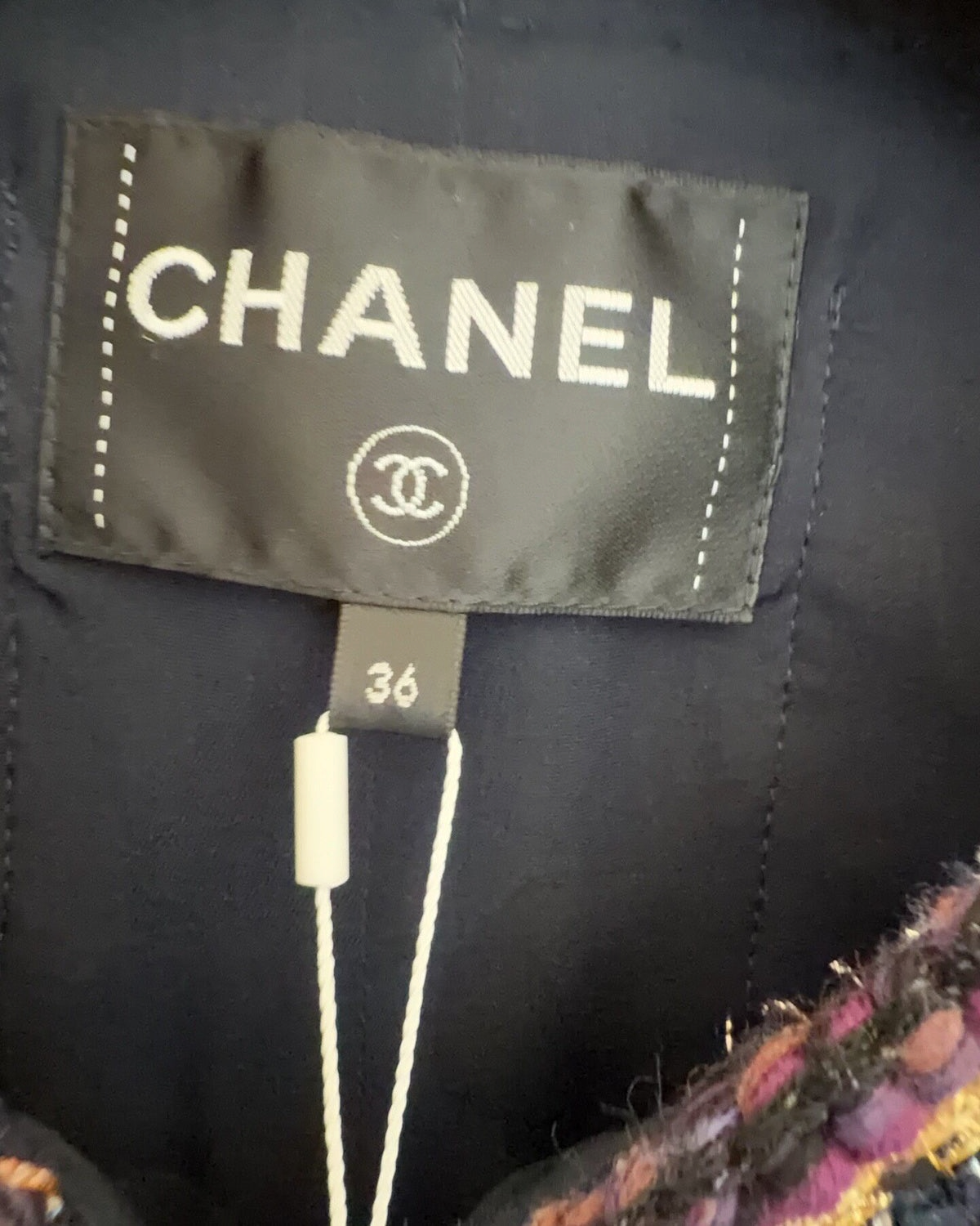 Chanel 21A Chain-Trim Four-Pocket Tweed Jacket Black, Gold, Multicolor FR 36