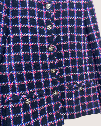 Chanel 24P Plaid Tweed Jacket Navy, Multicolor FR 34