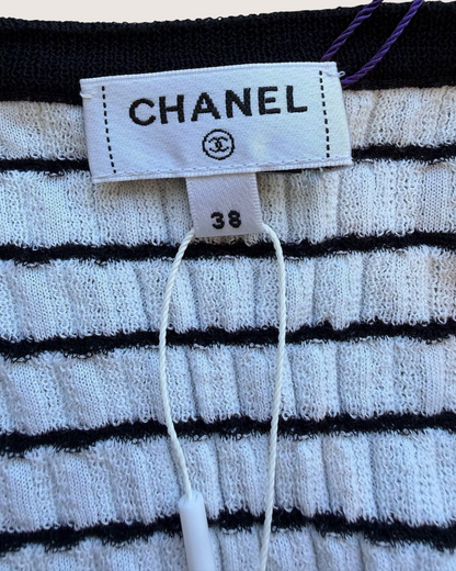 Chanel 24P Striped CC Tank Top White, Black, Red FR 38
