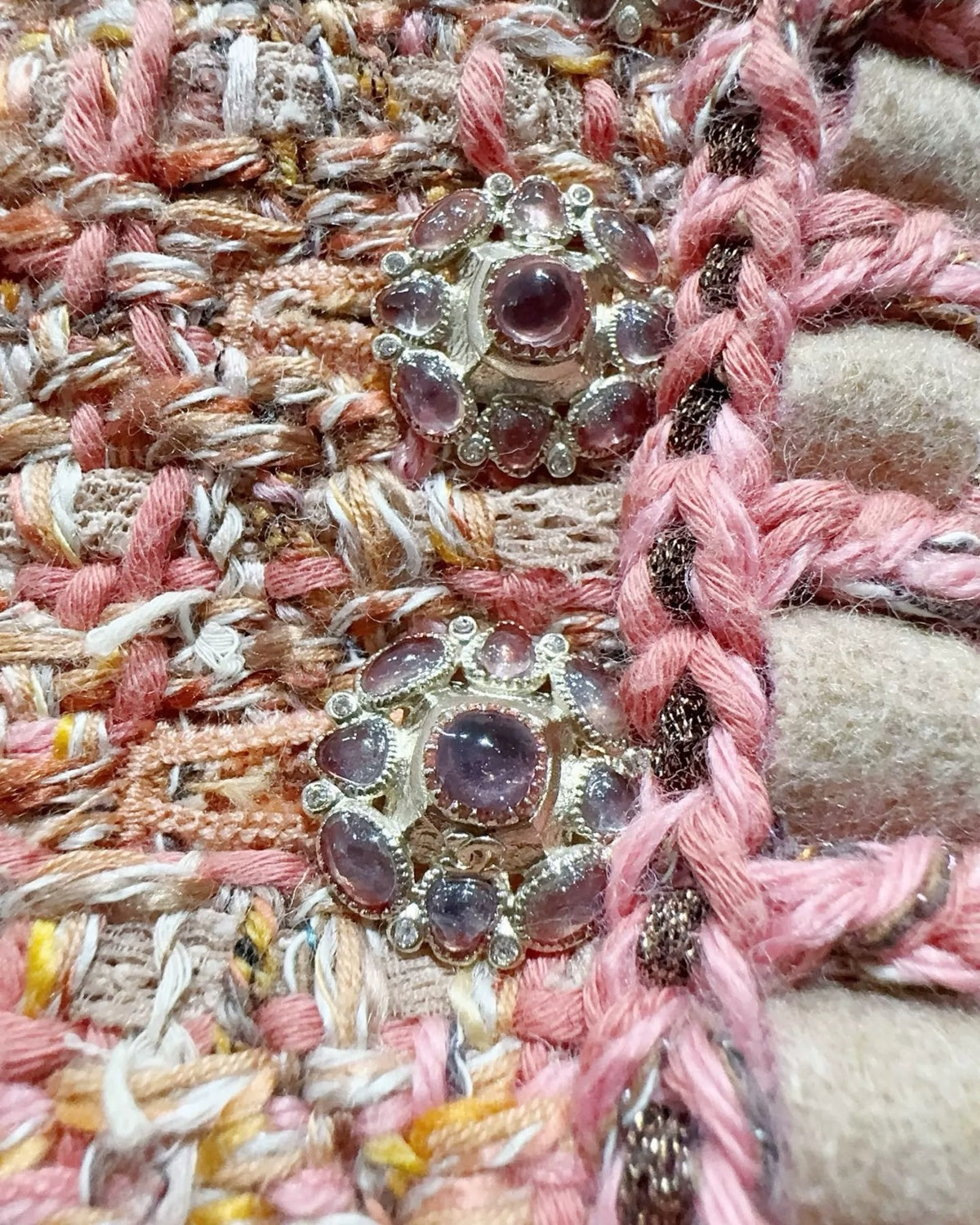 Chanel 2016 Tweed Mid-Length Dress Pink, Beige/Ecru, Multicolor FR 34