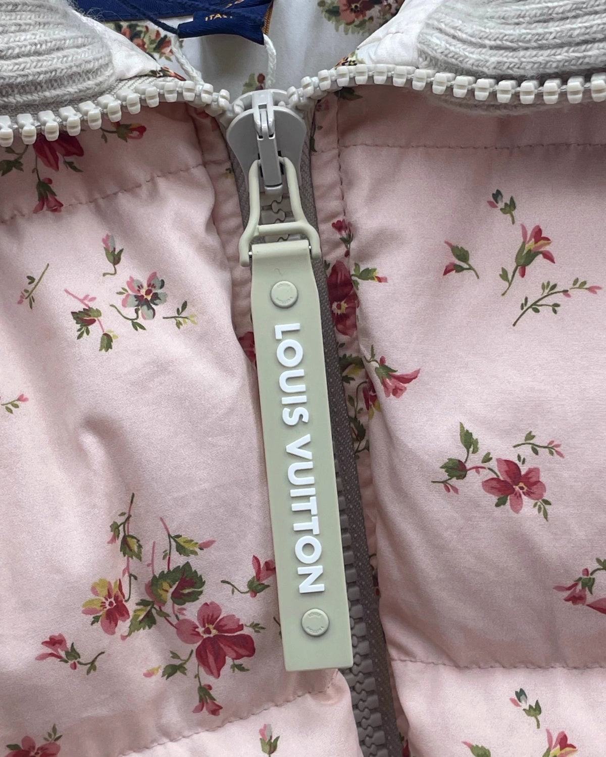 Louis Vuitton Floral Down Jacket Pink FR 36