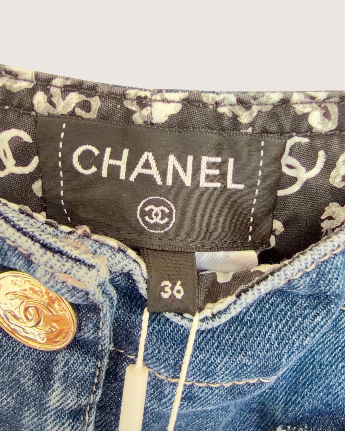 Chanel 25B Straight-Leg Denim Jeans Blue FR 36
