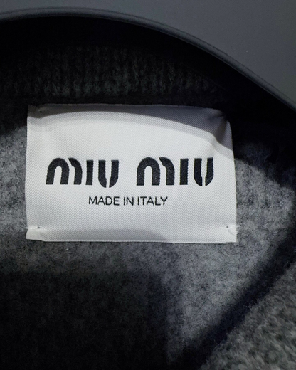 Miu Miu Wool Button-Front Coat Grey FR 38