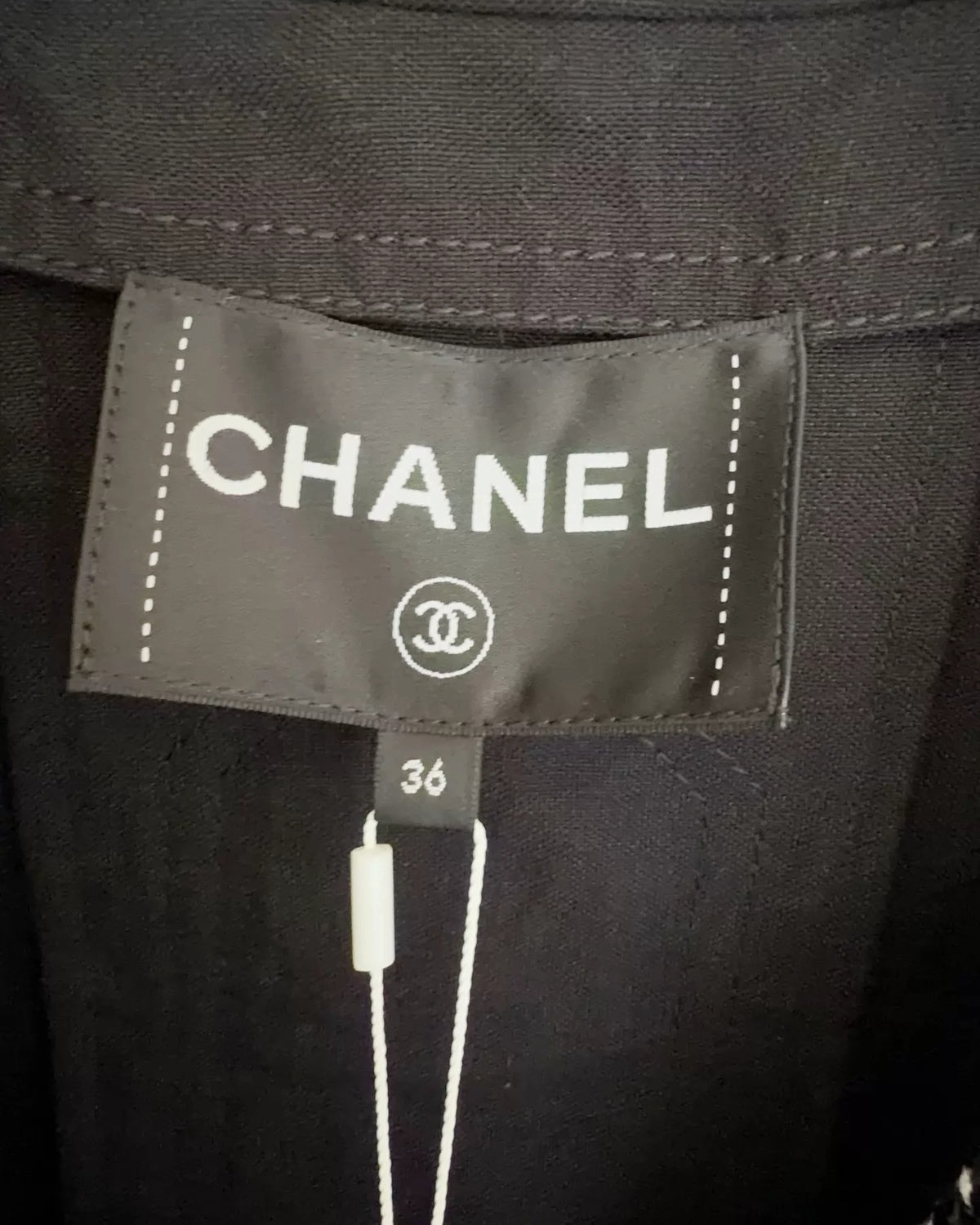 Chanel 23P Sequined Tweed-Trim Jacket Black FR 36