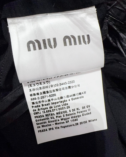 Miu Miu Feather-Trim Top Black FR 42