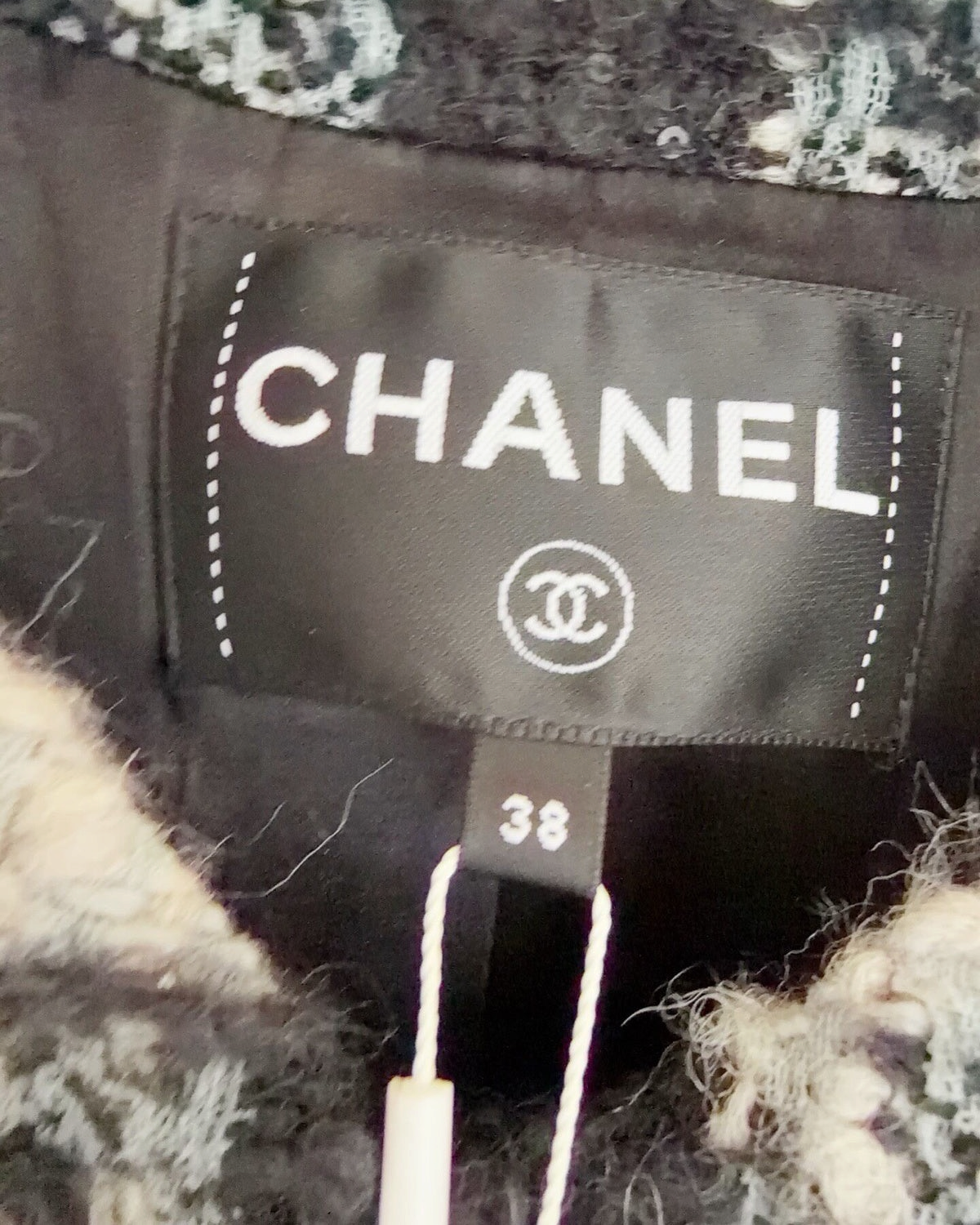 Chanel 25N Coco Neige Checked Tweed Vest Black, Blue, White FR 38
