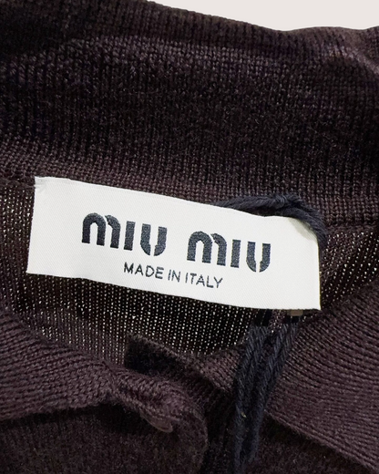 Miu Miu Wool Polo Sweater Brown FR 36