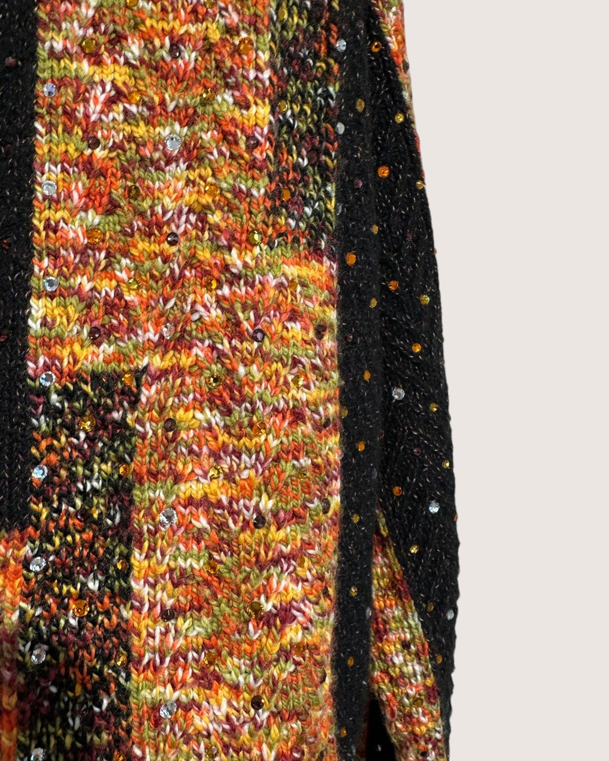 Chanel 23A Wool Crystal Striped Cardigan Black, Multicolor FR 34