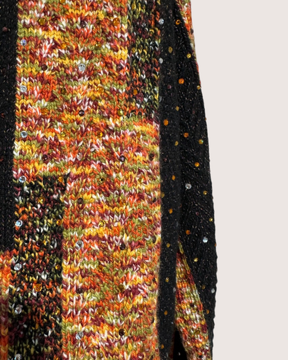 Chanel 23A Wool Crystal Striped Cardigan Black, Multicolor FR 34