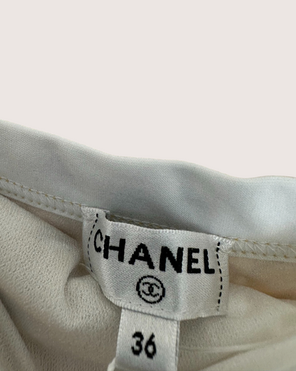 Chanel 18C Halter One-Piece Swimsuit Beige/Ecru, Gold FR 36
