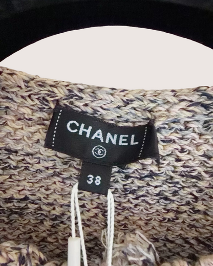Chanel 25S Fringe Vest Beige/Ecru, Grey, Multicolor FR 38