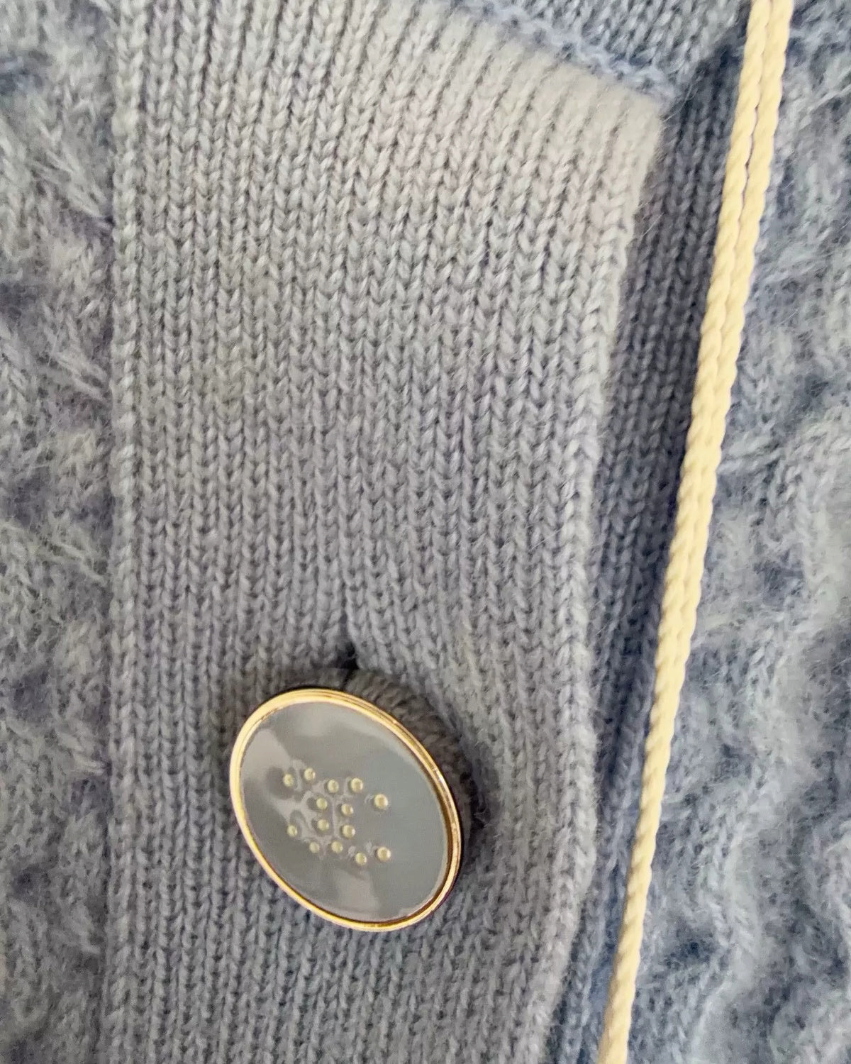 Chanel 24B Cable Cashmere Vest Blue FR 36